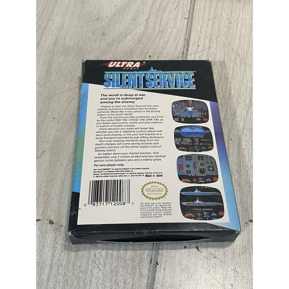Nintendo NES Silent Service Game Complete with Box and Manual